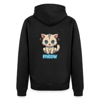 Anime Kitten Meow - Cute and Playful Design - Unisex Premium Organic Zip Hoodie - black - Back - Nico (187cm)
