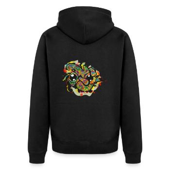 Funky Eyes - abstrakte Kunst - funky colors - Unisex Premium Bio Zip Hoodie - Schwarz - Hinten - Nico (187cm)