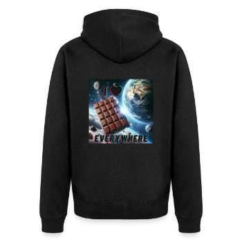 I love chocolate - everywhere - Unisex Premium Bio Zip Hoodie - Schwarz - Hinten - Nico (187cm)