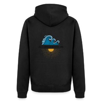 All I need is vitamin sea - Unisex Premium Bio Zip Hoodie - Schwarz - Hinten - Nico (187cm)