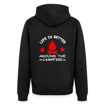 Camping - Unisex Premium Organic Zip Hoodie - black - Back - Nico (187cm)