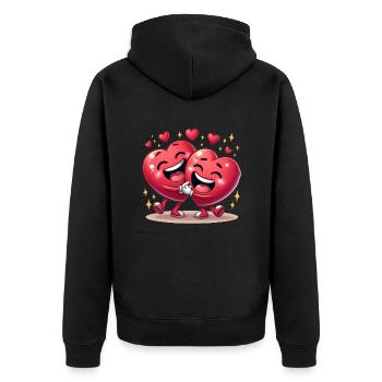 Happy Valentine’s Hearts! - Unisex Premium Organic Zip Hoodie - black - Back - Nico (187cm)