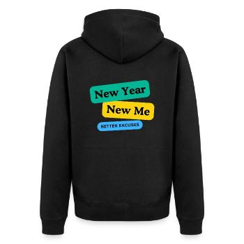 Neues Jahr, neues Ich - Unisex Premium Bio Zip Hoodie - Schwarz - Hinten - Nico (187cm)
