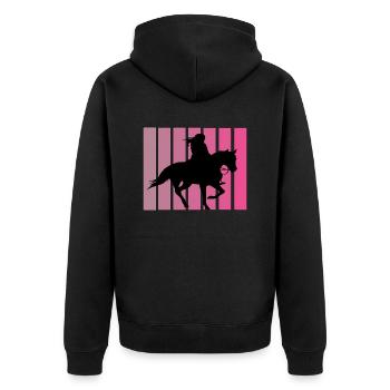 Retro Pferde Design - Unisex Premium Bio Zip Hoodie - Schwarz - Hinten - Nico (187cm)