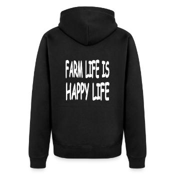 Farm - Unisex Premium Organic Zip Hoodie - black - Back - Nico (187cm)