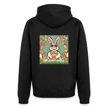 Easter Bunny Retro Sunglasses Easter Easter Eggs Cool - Unisex Premium Organic Zip Hoodie - black - Back - Nico (187cm)
