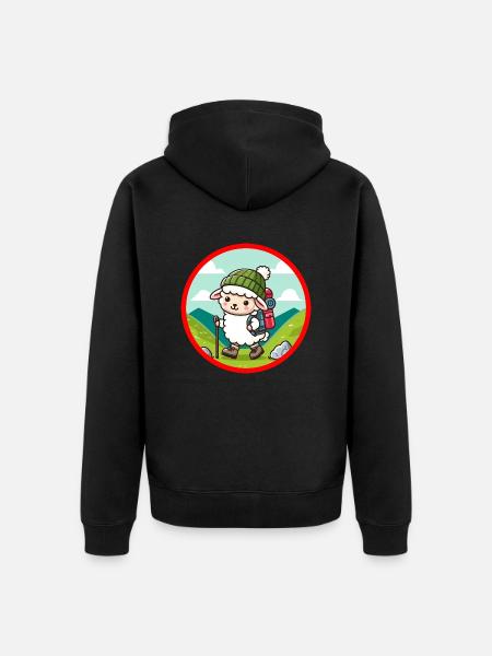 Hill walking Sheep - Unisex Premium Organic Zip Hoodie - black