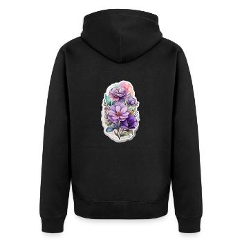 Blaue Wildblume - Unisex Premium Bio Zip Hoodie - Schwarz - Hinten - Nico (187cm)
