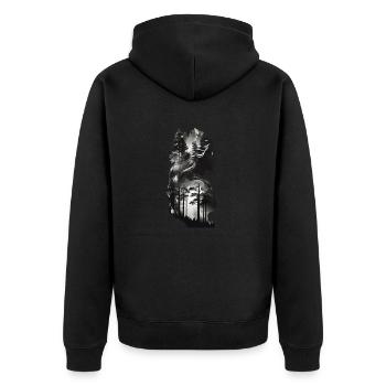 Silhouette d’une reine nordique pleine de forêt - Veste à capuche bio Premium Unisexe - noir - Dos - Nico (187cm)