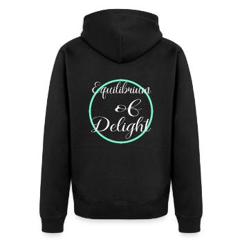 joyfulness joyful living geek joyous moments - Unisex Premium Bio Zip Hoodie - Schwarz - Hinten - Nico (187cm)
