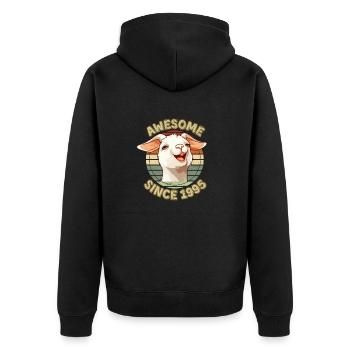 awesome Since 1995 - Humor Geburtstagsgeschenk 1995 - Unisex Premium Bio Zip Hoodie - Schwarz - Hinten - Nico (187cm)