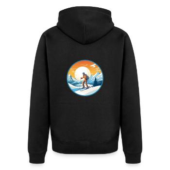 Verschneiter Gipfel - Unisex Premium Bio Zip Hoodie - Schwarz - Hinten - Nico (187cm)