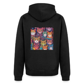Bunte Katzen - Unisex Premium Bio Zip Hoodie - Schwarz - Hinten - Nico (187cm)