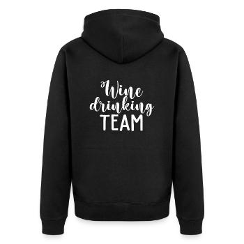 Weintrinkendes Team Lustiger Weinliebhaber - Unisex Premium Bio Zip Hoodie - Schwarz - Hinten - Nico (187cm)