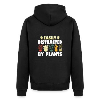 Leicht von Pflanzen abgelenkt - Unisex Premium Bio Zip Hoodie - Schwarz - Hinten - Nico (187cm)