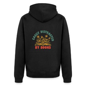Facilement distrait par les livres - Veste à capuche bio Premium Unisexe - noir - Dos - Nico (187cm)