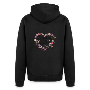 Blumenherz Braut Team - Unisex Premium Bio Zip Hoodie - Schwarz - Hinten - Nico (187cm)