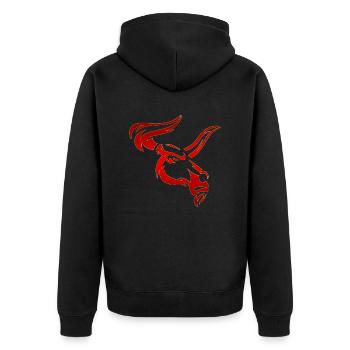Stier Stierkopf Kopf Logo Steak Beast Gym Horn - Unisex Premium Bio Zip Hoodie - Schwarz - Hinten - Nico (187cm)