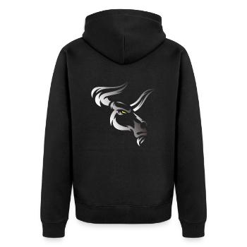 Stier Stierkopf Kopf Logo Steak Beast Gym Horn - Unisex Premium Bio Zip Hoodie - Schwarz - Hinten - Nico (187cm)