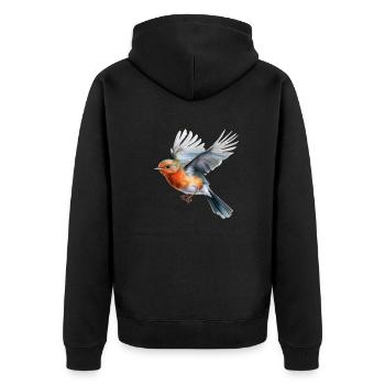 Robin-Flug - Unisex Premium Bio Zip Hoodie - Schwarz - Hinten - Nico (187cm)