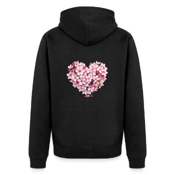 Sakura-Herz - Unisex Premium Bio Zip Hoodie - Schwarz - Hinten - Nico (187cm)