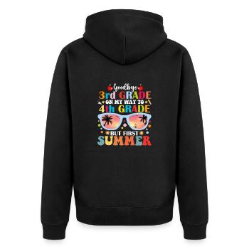 Auf Wiedersehen 3. Klasse Hallo 4. Klasse, aber erster Sommer - Unisex Premium Bio Zip Hoodie - Schwarz - Hinten - Nico (187cm)