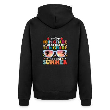 Abschied von der 10. Klasse bis zur 11. Klasse, aber der erste Sommer - Unisex Premium Bio Zip Hoodie - Schwarz - Hinten - Nico (187cm)