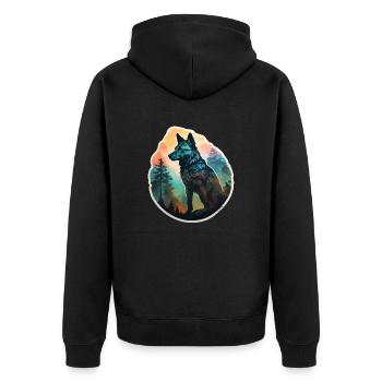 Nordic wolf full of forest - Unisex Premium Organic Zip Hoodie - black - Back - Nico (187cm)