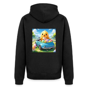 CHICK SITTING IN CAR - Unisex Premium Organic Zip Hoodie - black - Back - Nico (187cm)