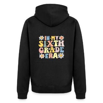 In meiner 6. sechsten Klasse Ära zurück in die Schule - Unisex Premium Bio Zip Hoodie - Schwarz - Hinten - Nico (187cm)