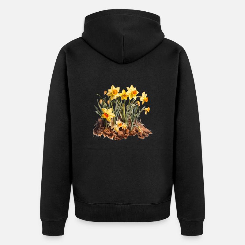 Floraison de jonquilles - Veste à capuche bio Premium Unisexe - noir