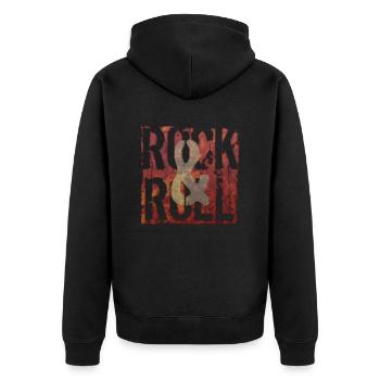 Musik, Retro, Heavy Metal, Hard Rock, Punk, Vinyl, Pop - Unisex Premium Bio Zip Hoodie - Schwarz - Hinten - Nico (187cm)