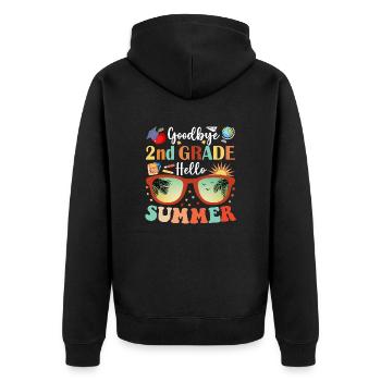 Auf Wiedersehen 2. Klasse Hallo Sommer - Unisex Premium Bio Zip Hoodie - Schwarz - Hinten - Nico (187cm)