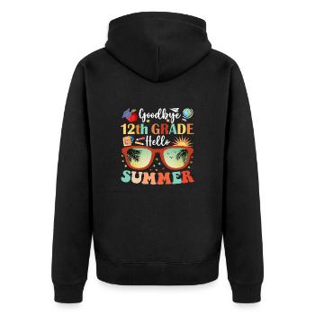 Auf Wiedersehen 12. Klasse Hallo Sommer - Unisex Premium Bio Zip Hoodie - Schwarz - Hinten - Nico (187cm)