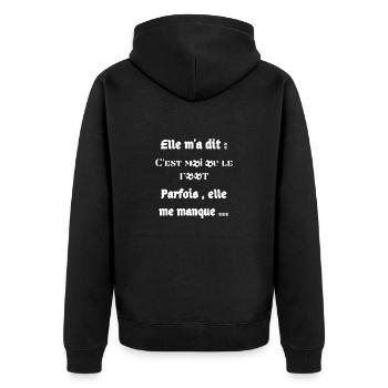 Elle m'a dit : Moi ou le Foot , elle me manque ... - Veste à capuche bio Premium Unisexe - noir - Dos - Nico (187cm)