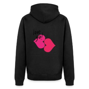 Love you , bisou bisou - Veste à capuche bio Premium Unisexe - noir - Dos - Nico (187cm)