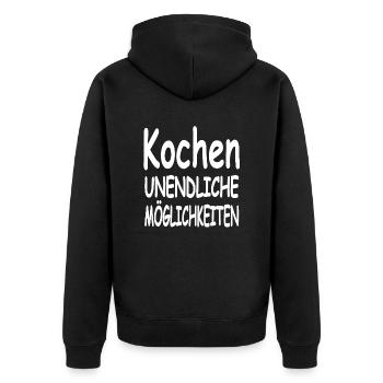 Cook - Unisex Premium Organic Zip Hoodie - black - Back - Nico (187cm)
