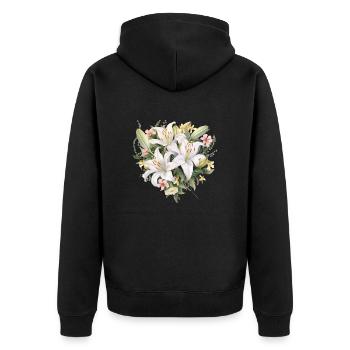 Lily Heart - Unisex Premium Organic Zip Hoodie - black - Back - Nico (187cm)