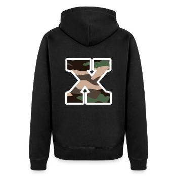 lettre X camouflage militaire-idée cadeau - Veste à capuche bio Premium Unisexe - noir - Dos - Nico (187cm)