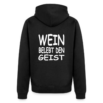 Wein - Unisex Premium Bio Zip Hoodie - Schwarz - Hinten - Nico (187cm)