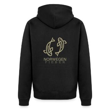 Norway fever with fish - Unisex Premium Organic Zip Hoodie - black - Back - Nico (187cm)
