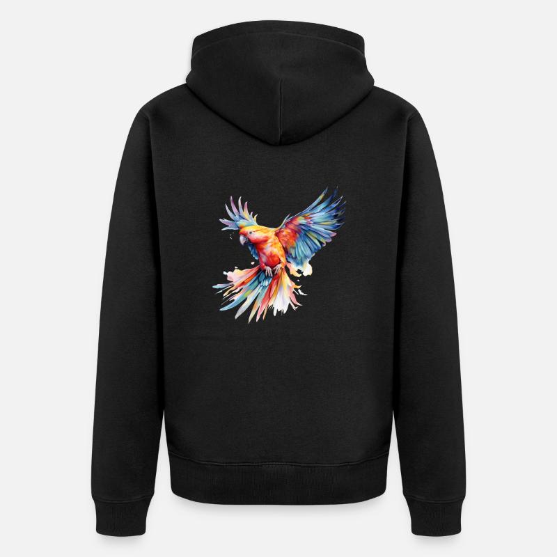 Perroquet arc-en-ciel - Veste à capuche bio Premium Unisexe - noir