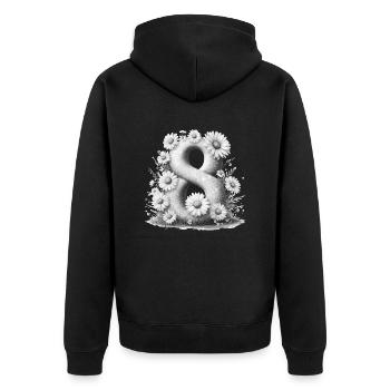 Nr. 8 eit digitale Hintergrundnummer Vektorzeichen Tal - Unisex Premium Bio Zip Hoodie - Schwarz - Hinten - Nico (187cm)