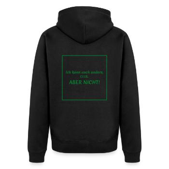 witzige sprüche - ich kann auch anders - Unisex Premium Bio Zip Hoodie - Schwarz - Hinten - Nico (187cm)
