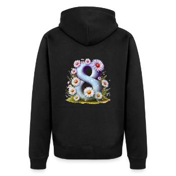 Nr. 8 eit digitale Hintergrundnummer Vektorzeichen Tal - Unisex Premium Bio Zip Hoodie - Schwarz - Hinten - Nico (187cm)