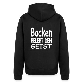 Bake - Unisex Premium Organic Zip Hoodie - black - Back - Nico (187cm)