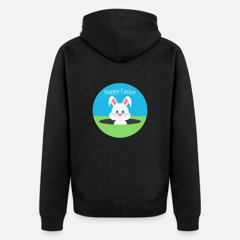 Joyeux lapin de Pâques - Veste à capuche bio Premium Unisexe - noir