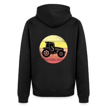 Tractor Retro Sunset Farmers Farmers - Unisex Premium Organic Zip Hoodie - black - Back - Nico (187cm)
