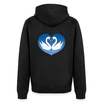 Schwanen-Pärchen - Unisex Premium Bio Zip Hoodie - Schwarz - Hinten - Nico (187cm)