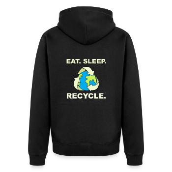 Eat Sleep Recycle Save Planet Earth Climate Change - Unisex Premium Organic Zip Hoodie - black - Back - Nico (187cm)